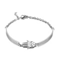 Women Fashion Jewelry Simple Stainless Steel Gold Hamsa Hand Bangle Bracelet